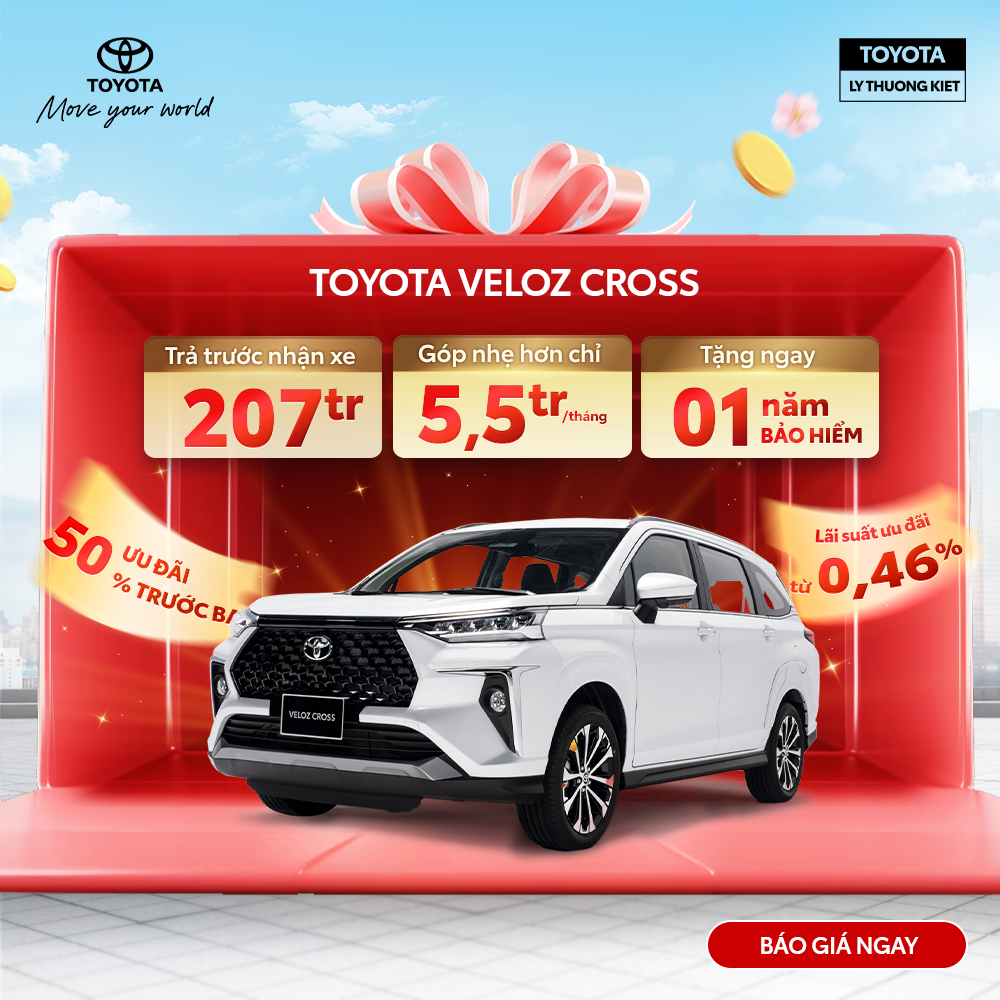 Toyota Veloz Cross 2024 – xe MPV 7 chỗ thiết kế hiện đại, nội thất rộng rãi, phù hợp gia đình trẻ và khách hàng cần sự tiện dụng