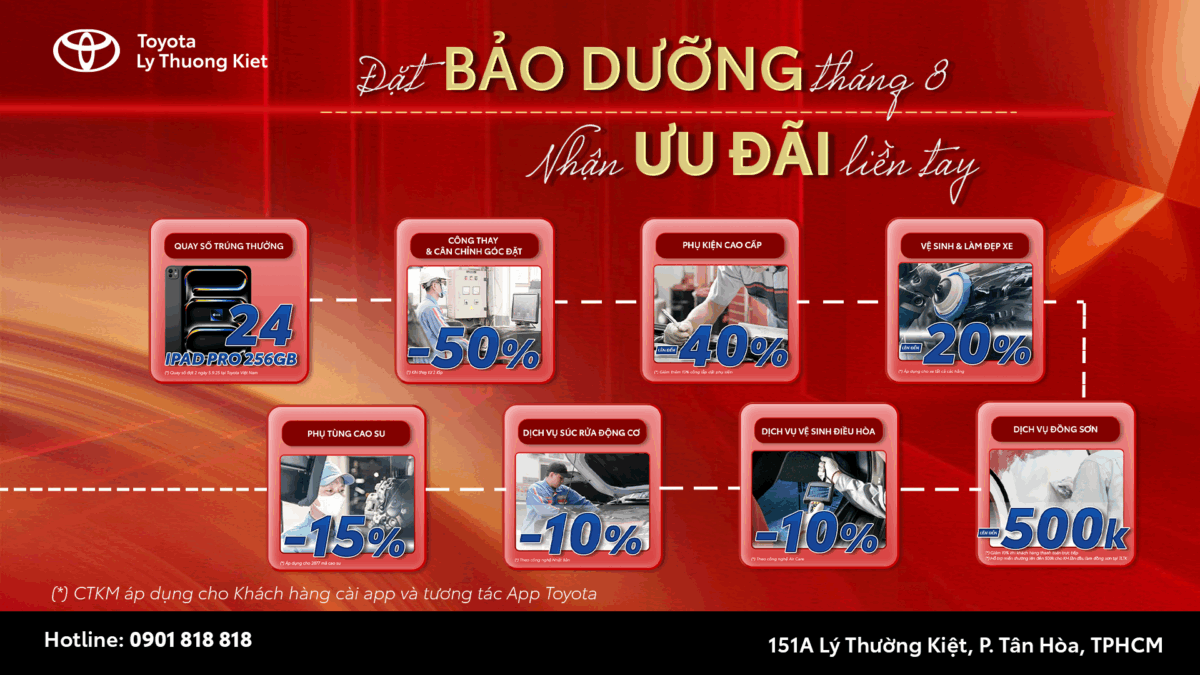 🎊 THÁNG 8 | BẢO DƯỠNG NGAY - ƯU ĐÃI LIỀN TAY 🎊