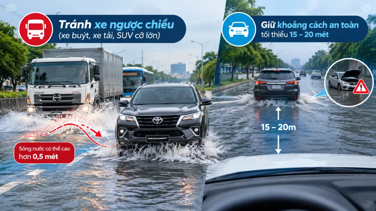Kinh Nghiệm Lái Xe Trời Mưa Ngập: 5 Quy Tắc Vàng Tránh Thủy Kích 5 Xe Thuỷ Kích
